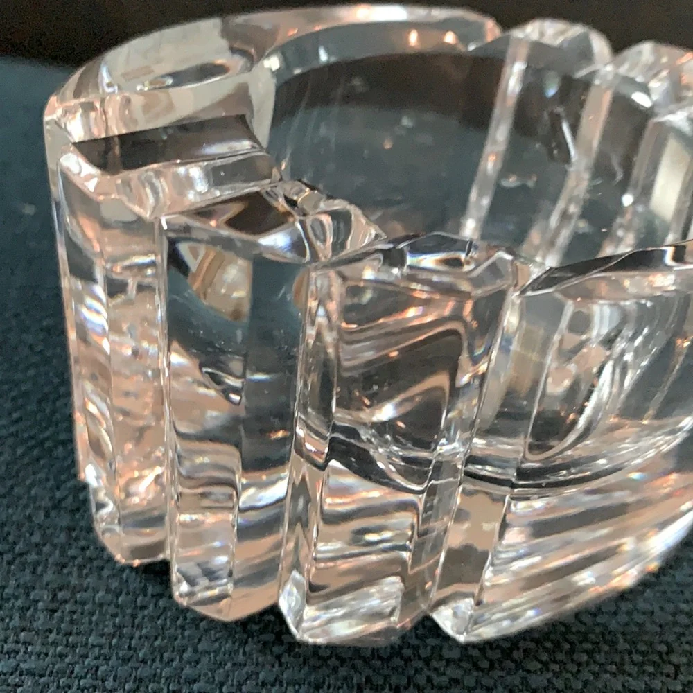 Mikasa Oval Crystal Candle Holder heavy clear crystal NWT